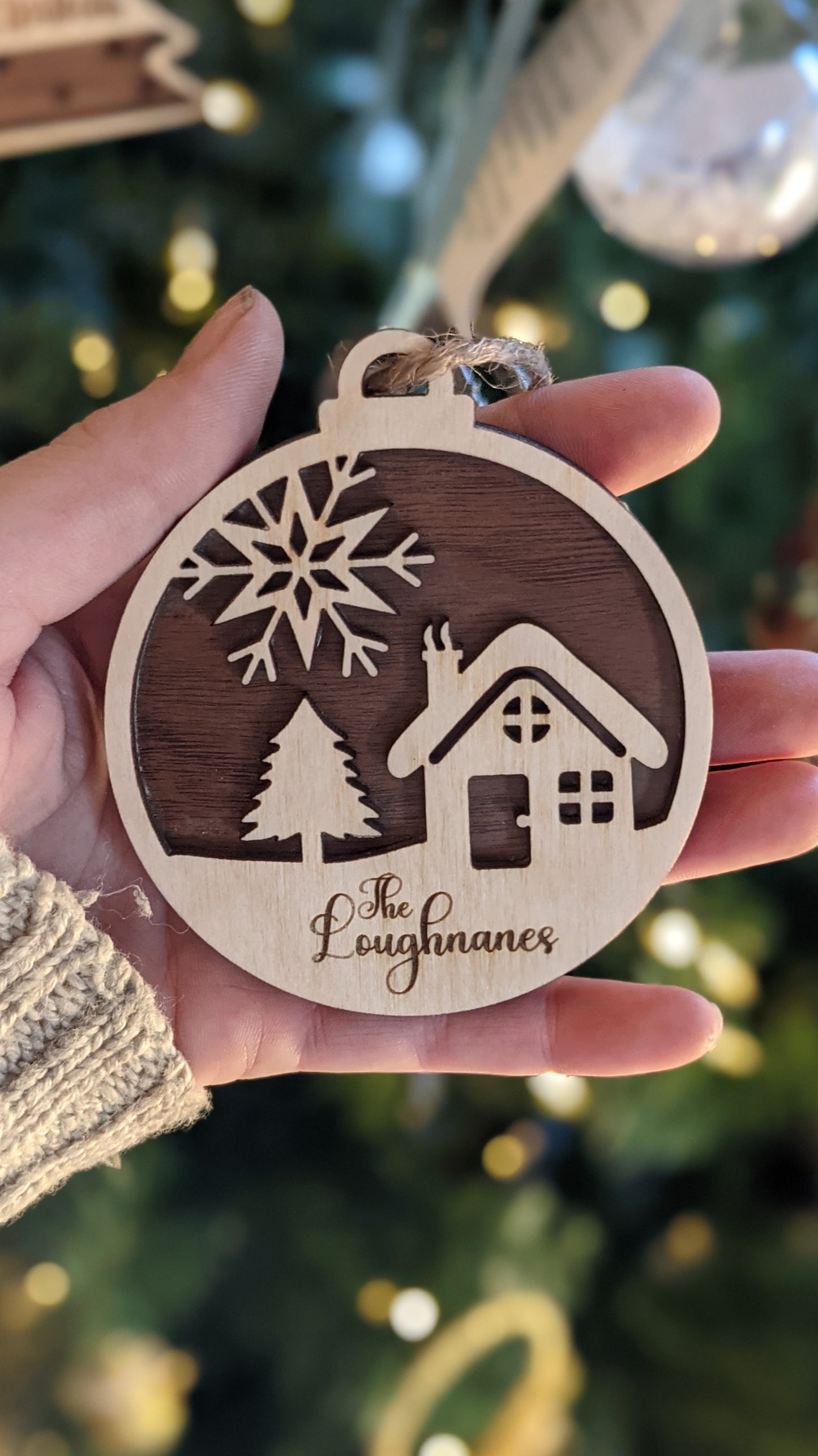 Walnut Ornament - Snow Home