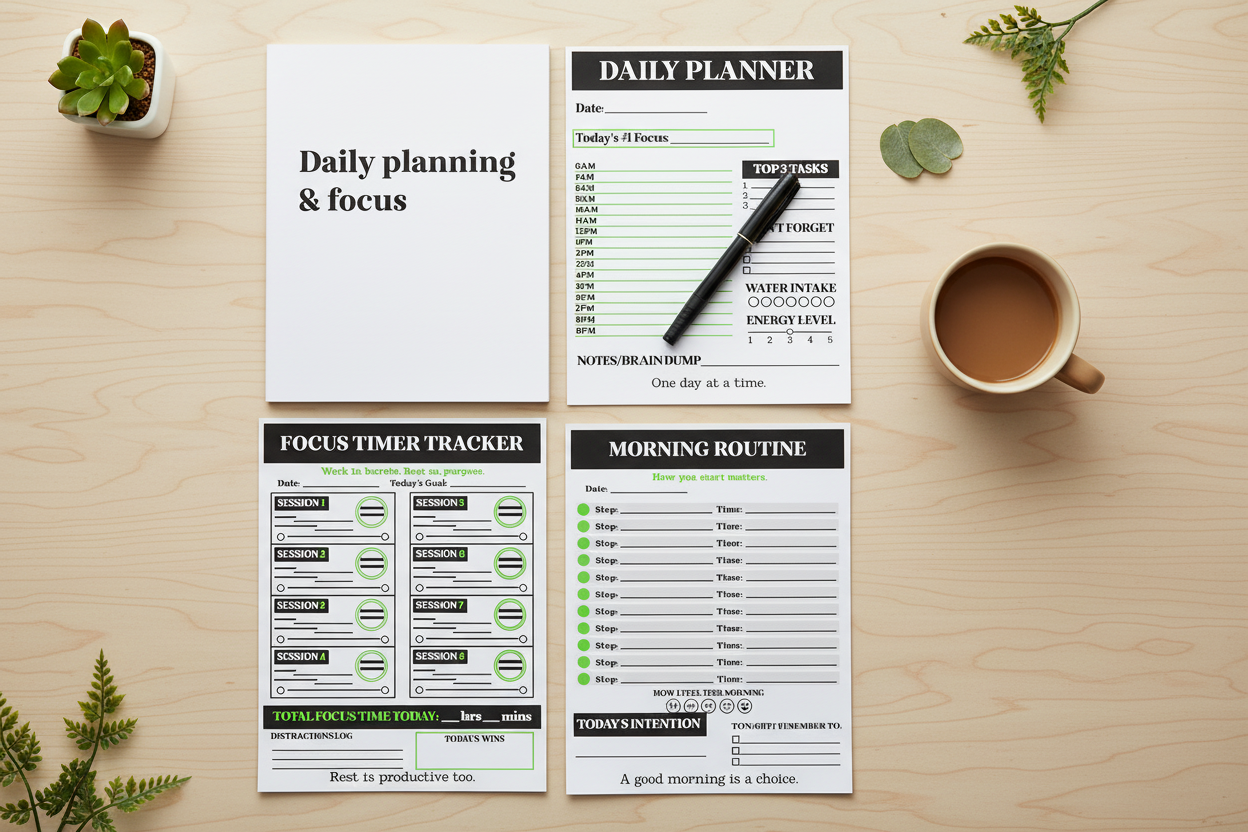 Daily Planning Bundle — Flat Lay