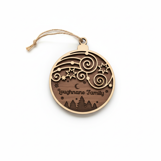 Family Christmas Ornament on White Background