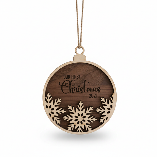 Our First Christmas Ornament on White Background