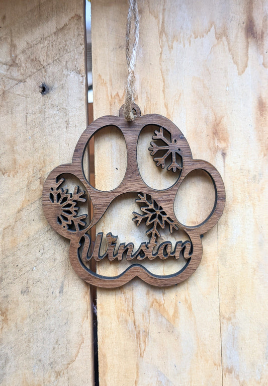 Walnut Ornament - Paw Print