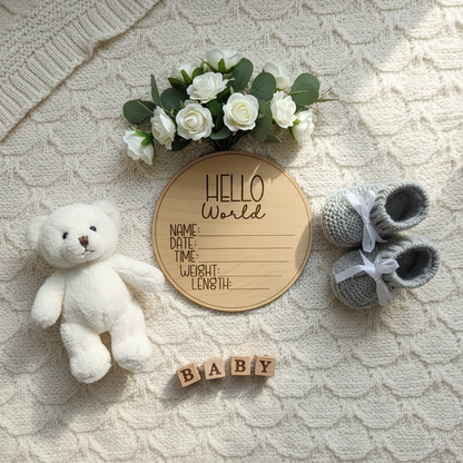 Birth Announcement Disc from bird's eye view