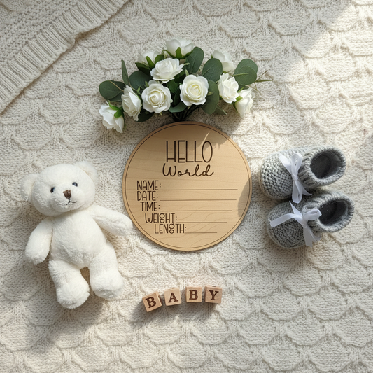 Birth Announcement Disc from bird's eye view