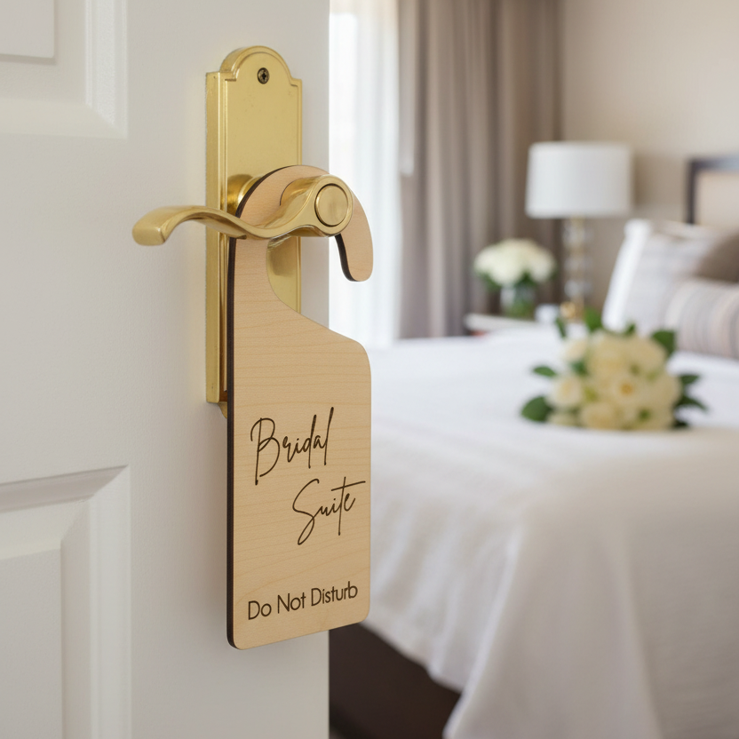 Bridal Suite door hanger on door