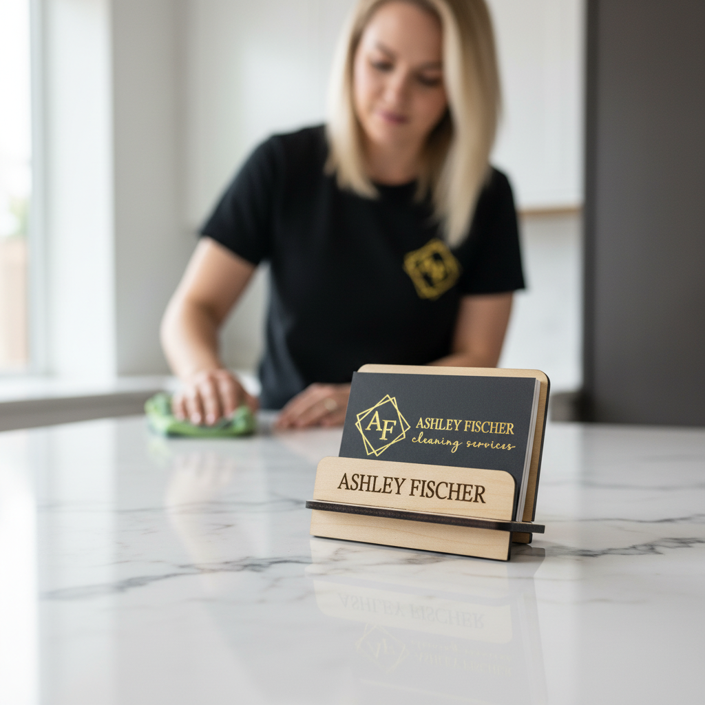 Business Card Holder with AF logo cards