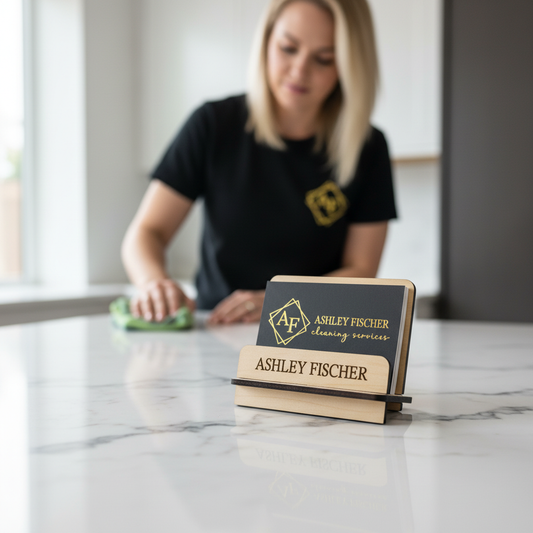 Business Card Holder with AF logo cards