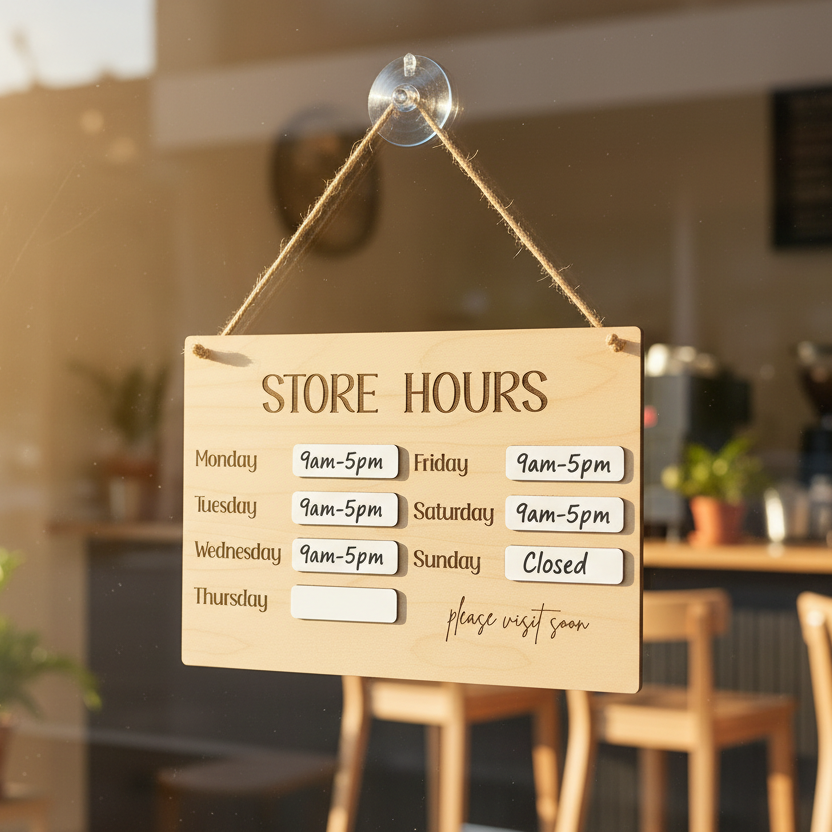 Store Hours Sign - Dry Erase Business Hours Board