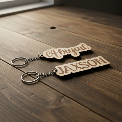 Custom Name Keychain - Personalized Wooden Tag