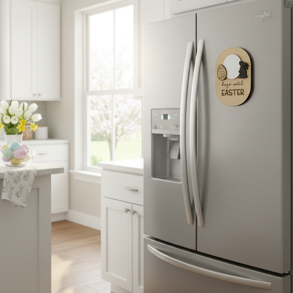 Easter Countdown Dry Erase Magnet in springtime setting