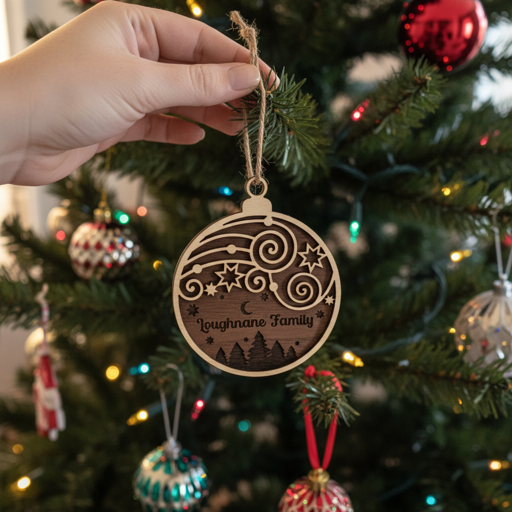 Family Christmas Ornament on Tree