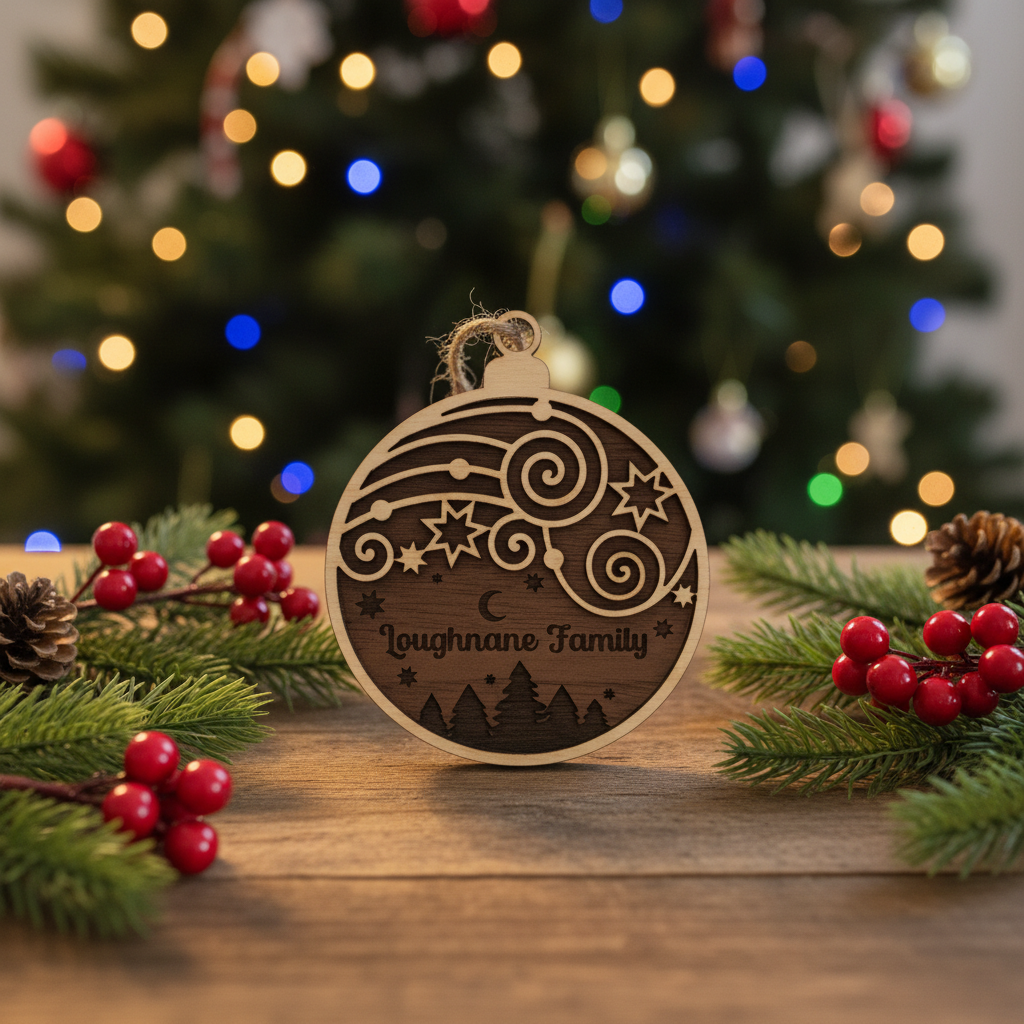 Family Christmas Ornament with Holiday Decor