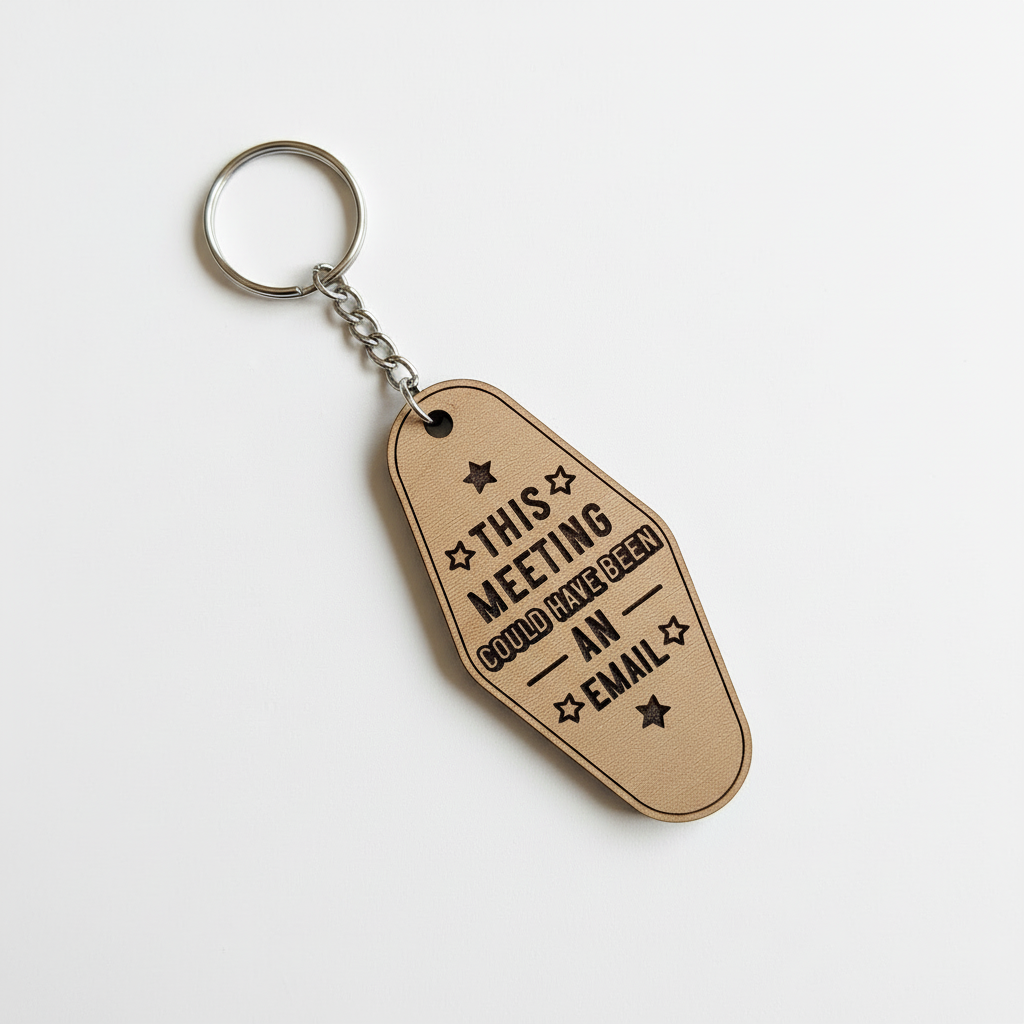 This Meeting Could Have Been An Email keychain with metal ring and chain