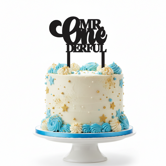 Mr. Onederful Cake Topper - First Birthday Laser Cut Design Files (SVG, DXF, PNG, EPS)