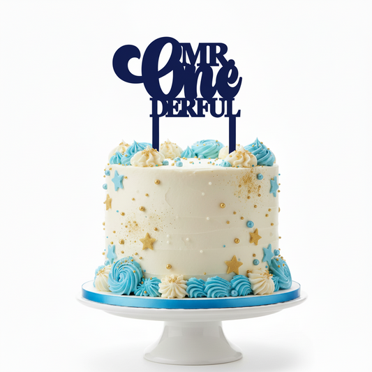 Mr. Onederful Cake Topper - First Birthday Laser Cut Design Files (SVG, DXF, PNG, EPS)